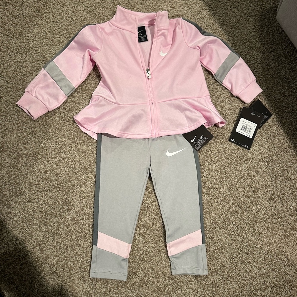 Nike Pink and Gray Baby Tracksuit